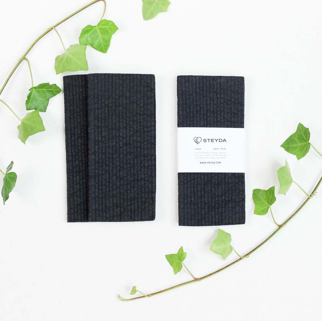 Reusable Paper Towels - 3 pcs - Black